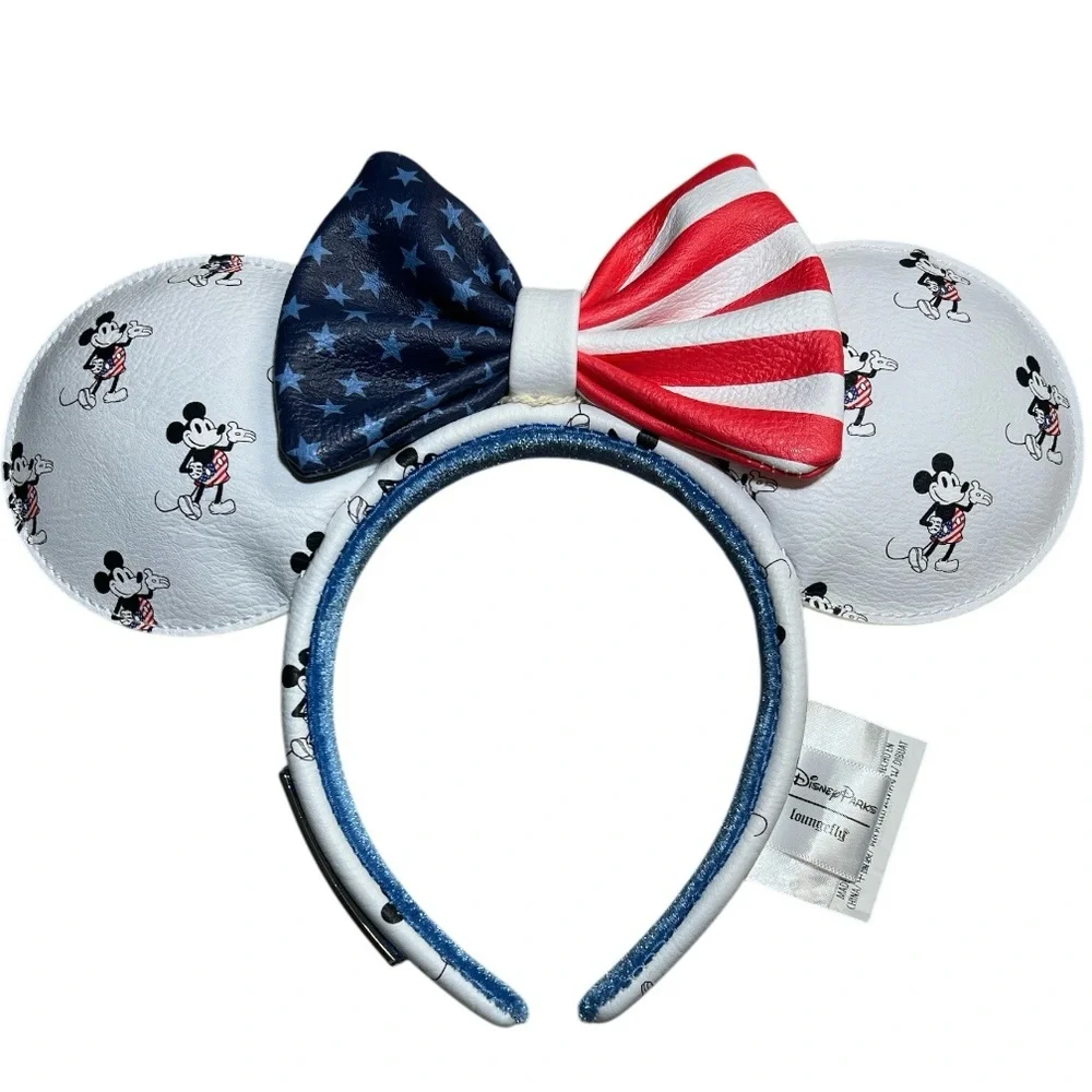 Disney Parks Loungefly Mickey Mouse Americana 4th July Bow Ear Headband - Picture 2 of 6